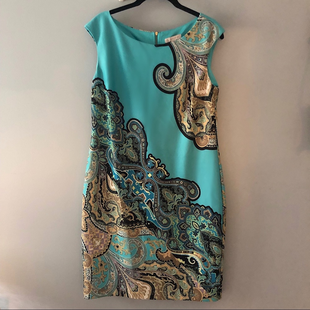 DB Established 1962 Aqua/Paisley Sleeveless Dress